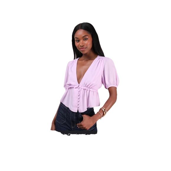 Lulus Tops - Lulus Irresistible Charisma Lavender Peplum Crop Top - S NWT Coquette Milkmaid